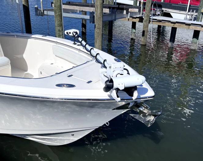 trolling motor hauled on boat