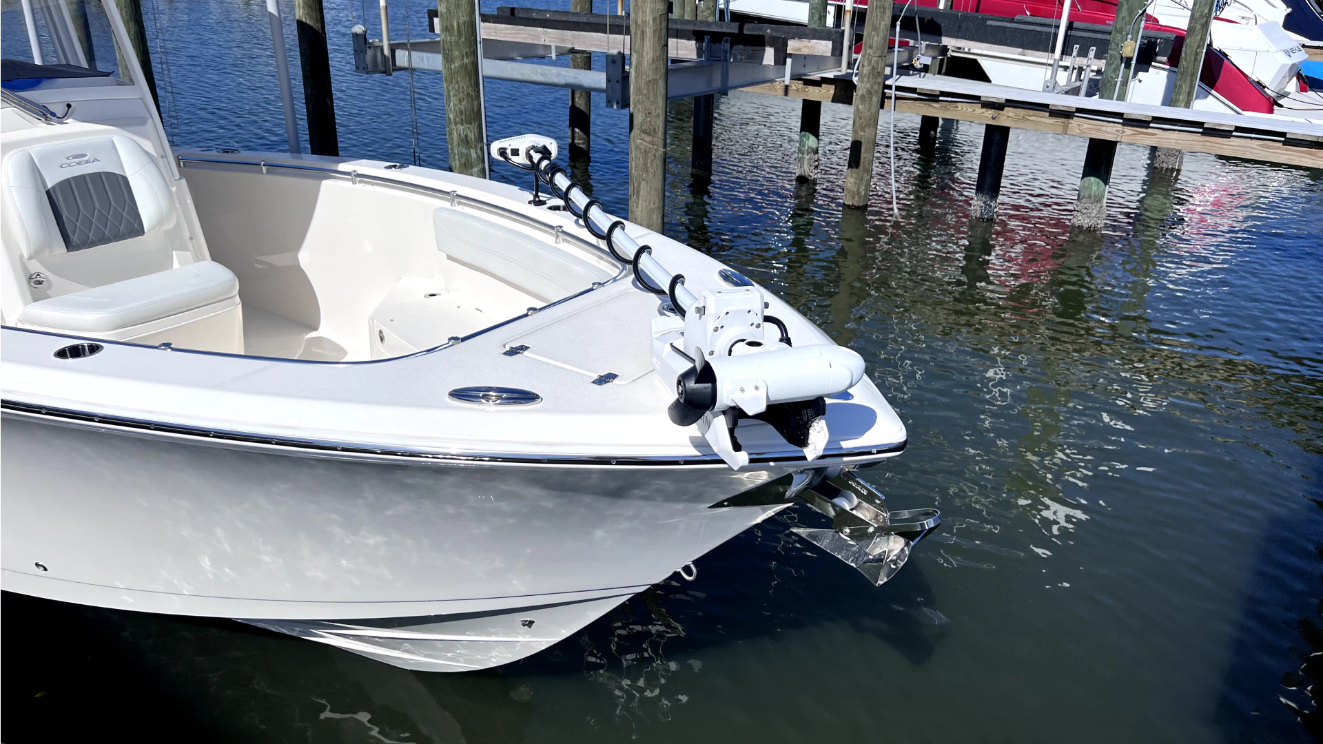 trolling motor hauled on boat